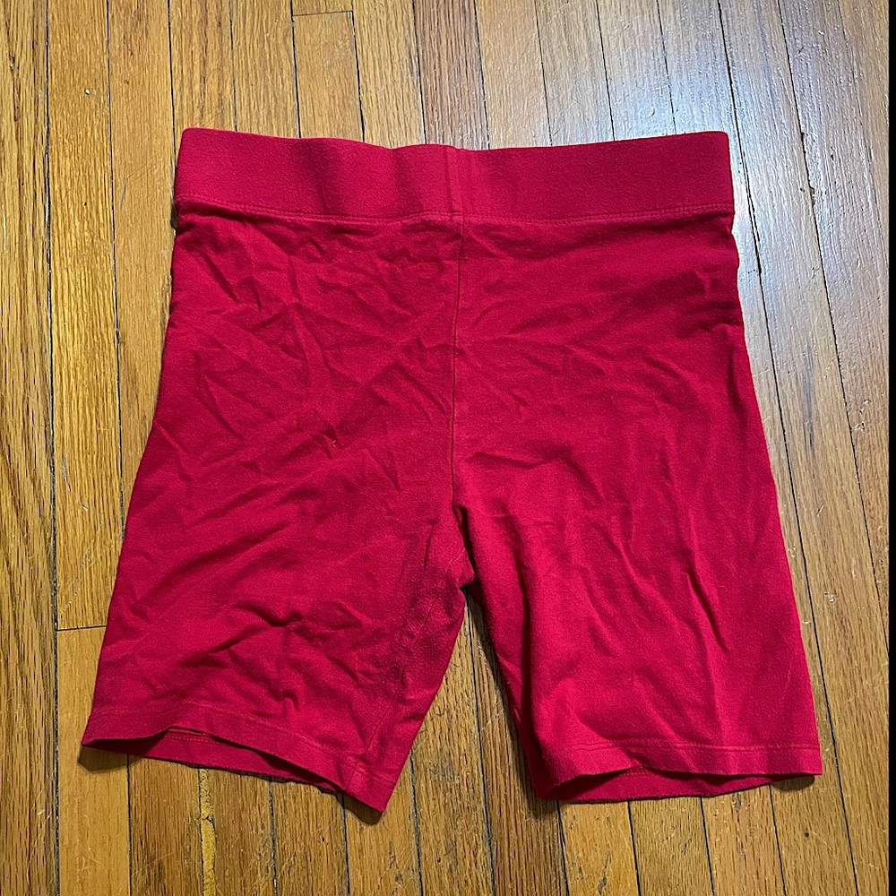 Forever21: High Rise Red Biker Shorts